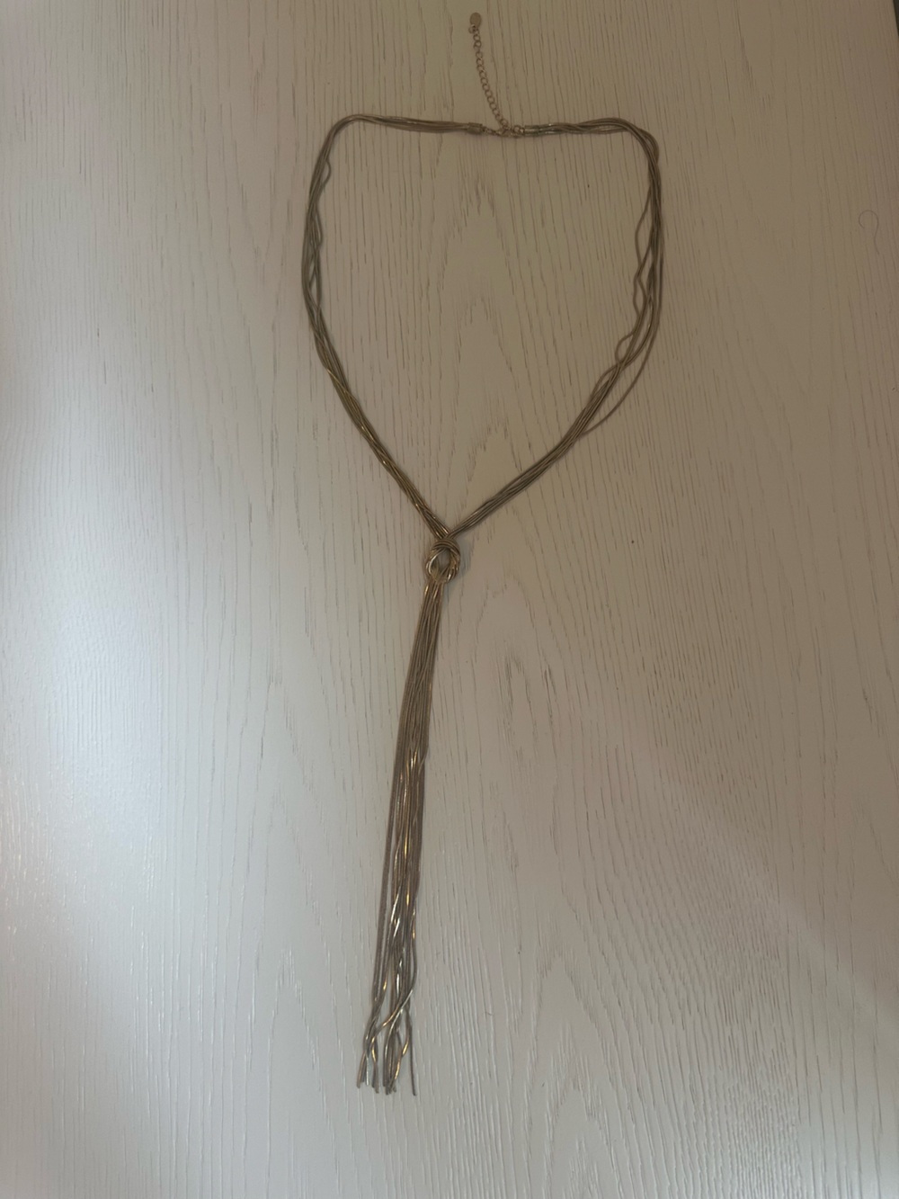 ALDO Gold Tone Multi Strand Knot Lariat Necklace Liquid Snake Chain